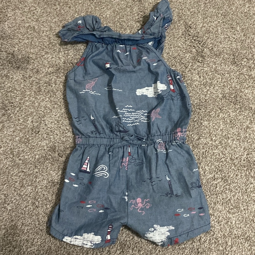 Mud Pie Ocean Adventure Kids Romper - Blue and Pink